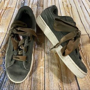 Puma Suede Heart Velvet Rope‎ Green Shoes Size 5.5